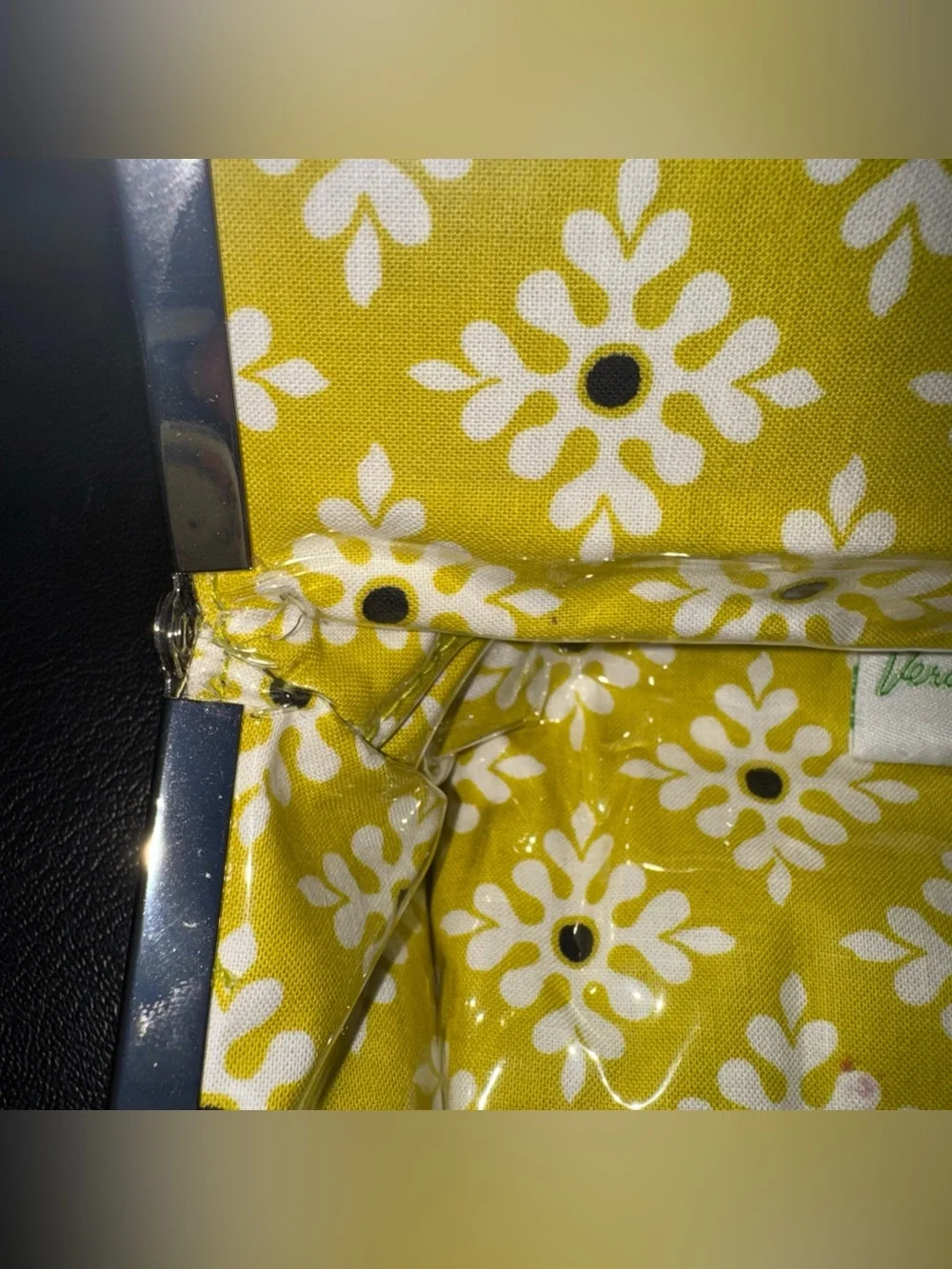 Vera Bradley Kiss & Make Up Cosmetic Bag Baroque Black Yellow Quilted Travel